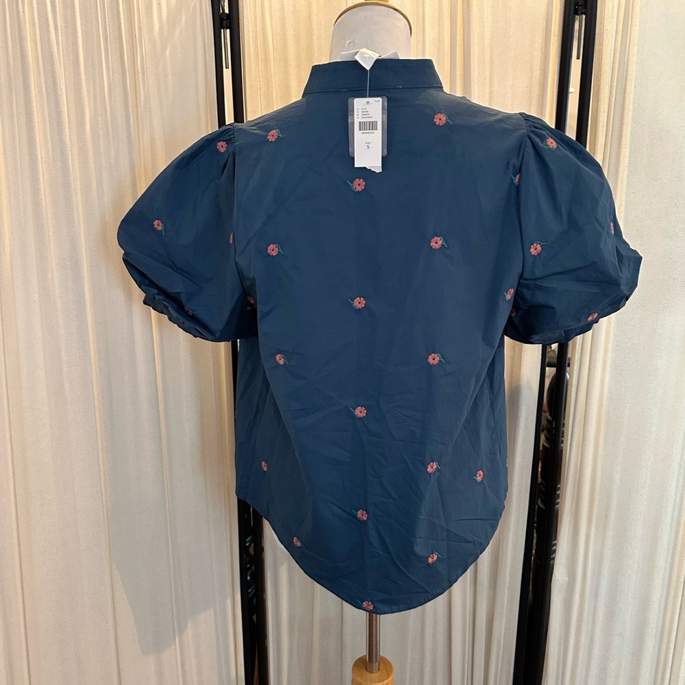 Mare Mare Elegant Blue Puff Sleeve Top - Picture 3 of 5